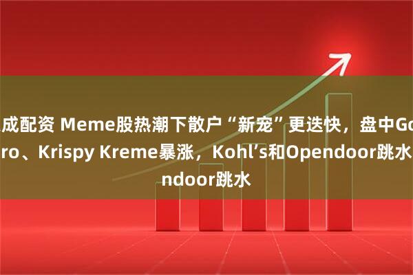 天成配资 Meme股热潮下散户“新宠”更迭快，盘中GoPro、Krispy Kreme暴涨，Kohl’s和Opendoor跳水