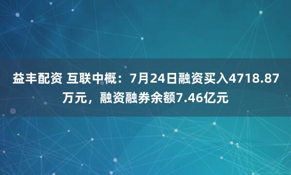 益丰配资 互联中概:7月24日融资买入4718.87万元,融资融券余额7.46亿元